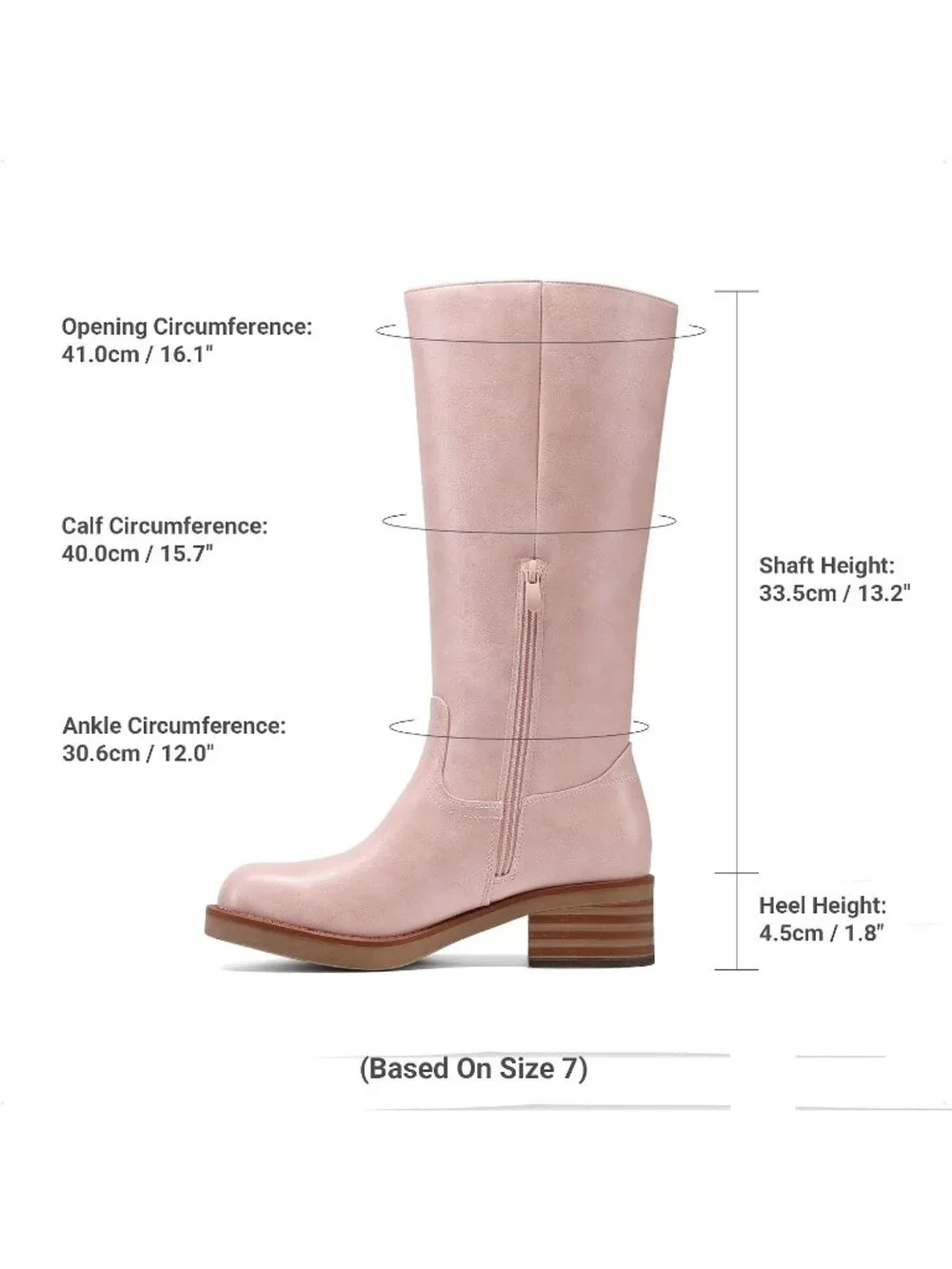 Women's Pink Faux Leather Square Toe Chunky Block Heel Knee High Riding Boots